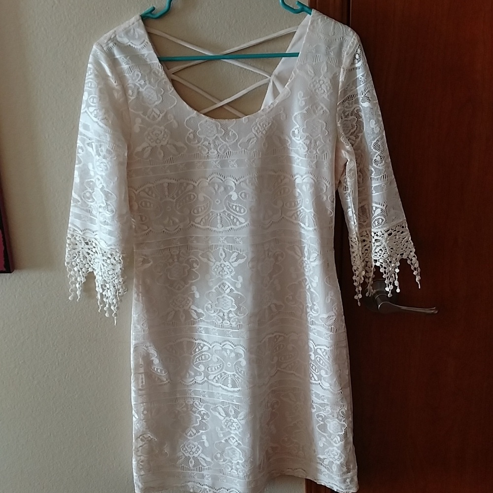 Laced cream dress
